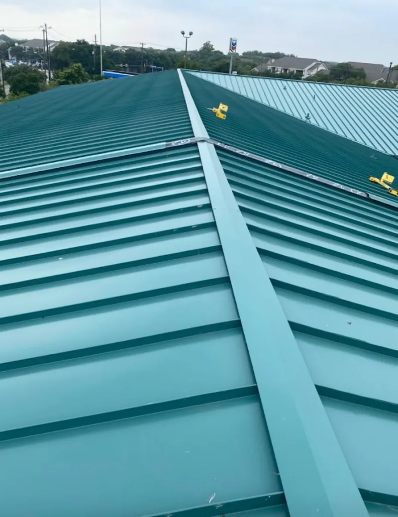 Green commercial metal roof ridge and valley for Metal Roof Repair in Orland Park